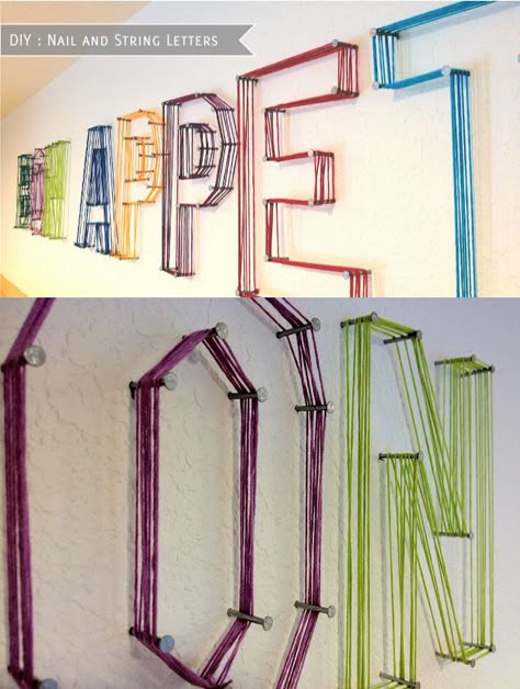 String Letters, Diy Room Decor For Teens, Color Party, Crafty Projects, Crafty Craft, Kids' Room, String Art, Diy Projects To Try, Interior Design Trends