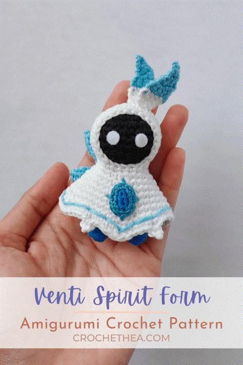 Venti Spirit Form, Barbatos Genshin Impact, Genshin Impact Crochet, Barbatos Genshin, Crochet Keychain Pattern, Pola Amigurumi, Plushie Patterns, Small Crochet, Form Crochet