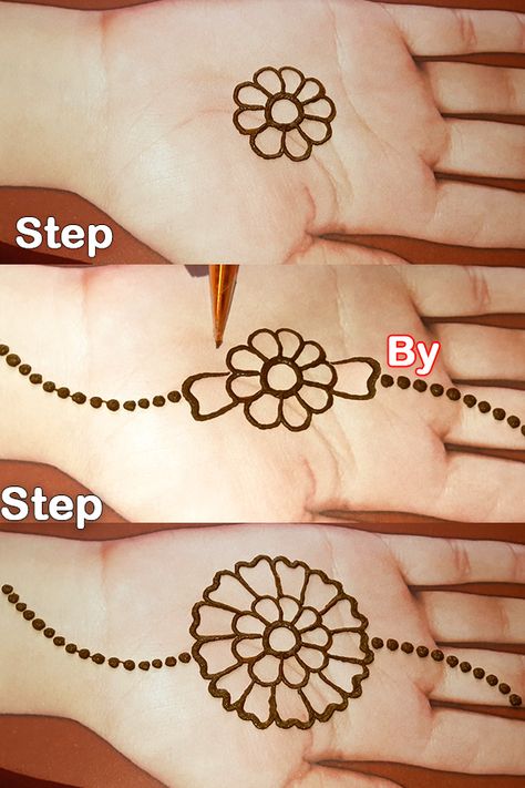 easy mehndi design tutorial step by step Easy Mehendi Designs Step By Step, Beginner Henna Designs Step By Step, Step By Step Henna Designs, Henna Tutorial Step By Step, Learn Mehndi Step By Step, Step By Step Mehndi Designs, Simple Tattoos For Beginners, Easy And Beautiful Mehndi Designs, Diy Henna Designs