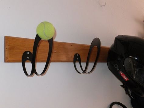 Easy DIY helmet hanger - IKEA Hackers Diy Helmet Rack, Motorcycle Helmet Storage, Diy Helmet, Hackers Ikea, Helmet Rack, Helmet Hanger, Motorbike Gear, Helmet Holder, Helmet Storage