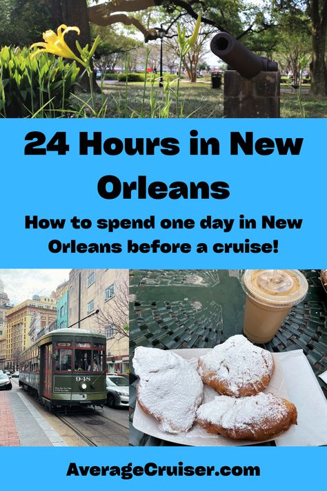 Planning a trip to New Orleans? Planning to cruise out of New Orleans? Read about how we spent one day in New Orleans before our cruise! (How much can you fit in one 24 hour trip?) New Orleans Cruise Port, 24 Hours In New Orleans, One Day In New Orleans, Trip Essentials Packing Lists, New Orleans With Kids, Royal Carribean Cruise, Tennessee Road Trip, Trip To New Orleans, Carribean Cruise