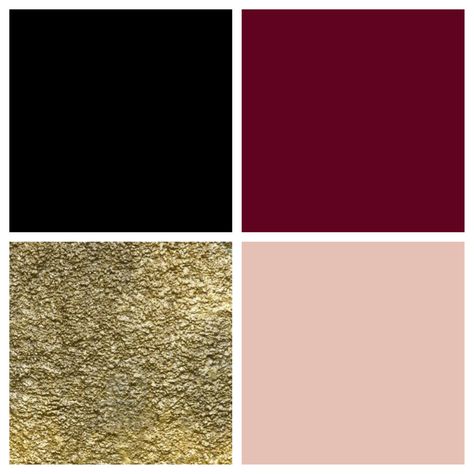 Theme color palette: black, bordeaux, gold & blush. These are the colors I want my room Wedding Colors Red, Bordeaux Color, Gold Color Palettes, Black Gold Jewelry, Theme Color, Burgundy And Gold, Burgundy Wedding, Wedding Color Schemes, Trendy Wedding