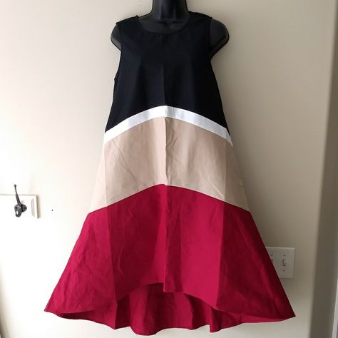 The Limited Hi Low Trapeze Dress. Classic Black, White, Tan And Red Color Blocking. Thick High Quality Fabric. Measures About 17.5" Flat Across The Chest, 38" From Shoulder To Hem In The Front And 46" In The Back. Sizing Is Very Open. New With All Tags And Extra Nautical Button For The Back. Would Look Great Belted Also. High Low Chiffon Dress, Taupe Dress, White Long Sleeve Dress, Hi Low Dresses, Trapeze Dress, Sleeveless Dress Summer, Shirt Dress Style, Black Sleeveless Dress, Midi Shirt Dress