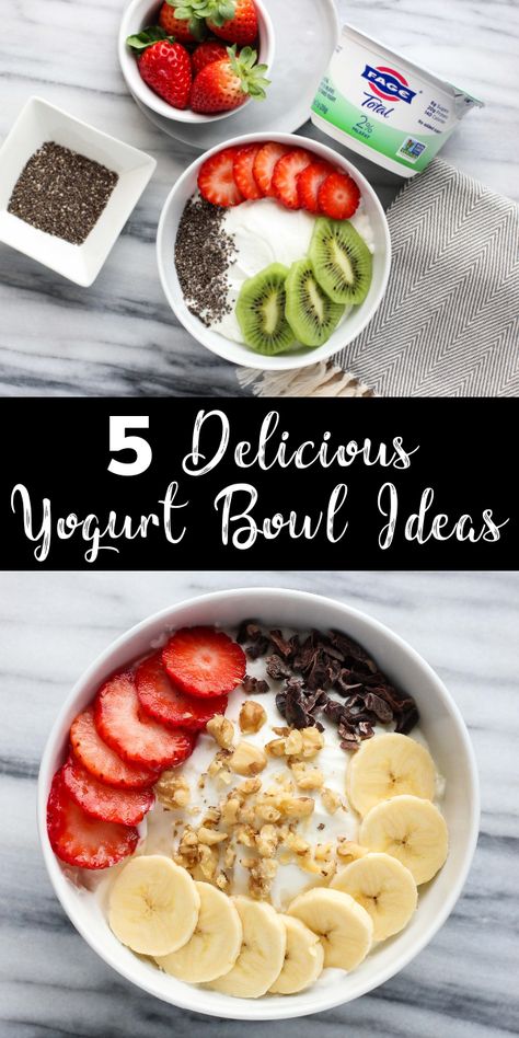 Switch up your snacks with these 5 easy yogurt bowl ideas! Grab a scoop of @Fageusa Total Greek yogurt and add a tasty combination of toppings for a satisfying treat! #FAGE #PlainExtraordinary Yogurt Bowls Breakfast, Yogurt Combinations, Healthy Breakfast With Greek Yogurt, Greek Yogurt Bowls Healthy, Simple Yogurt Bowl, Greek Yogurt Ideas, Healthy Yogurt Bowls, Greek Yogurt Fruit Bowl, Healthy Snacks Yogurt Bowl