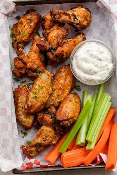 Air Fryer Chicken Wings {Quick + Crispy} - Feel Good Foodie Air Fry Chicken Wings Crispy, Air Fry Wings Recipe, Airfry Chicken Wings Recipe, Airfryer Wings Chicken, Oven Air Fried Chicken Wings, Air Fryer Fried Chicken Wings, Airfryer Chicken Wings Crispy, Garlic Wings Air Fryer, Chicken Wings In The Air Fryer