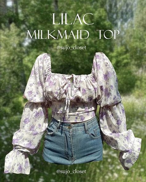 ♡LILAC Milkmaid Top♡ Available in all sizes! Customisable sizes. 🌸⚘️#Fairycore #softcore #cottagecore #milkmaid Milkmaid Top Outfit, Milk Maid Top, Cottagecore Top, Milk Maid, Milkmaid Dress, Milkmaid Top, College Outfit, Top Sewing, Fits Inspo