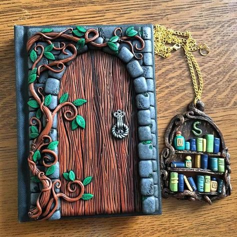 Polymer Journal, Polymer Clay Books, Book Cover Diy, Art Journal Cover, Clay Fairies, Art Texture, Diy Journal, Polymer Clay Projects, Handmade Books