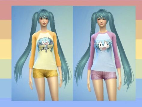 Sims 4 Cc Hatsune Miku Outfit, Sims 4 Hatsune Miku, Miku Sims 4 Cc, Sims 4 Cc Hatsune Miku, Sims 4 Cc List, Sims 4 Anime Cc, Cute Pijamas, Hatsune Miku Outfits, Clothes Cc