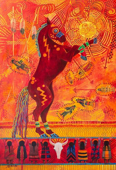 Native American Folklore Art,Contemporary Western Art ,Equine Painting "SITTING BULL'S DANCING HORSE" by Colorado Artist Nancee Jean Busse,  36"x24" Acrylic on Yupo-Available Contemporary Horse Paintings, Equine Art Paintings, Equine Paintings, Western Art Paintings, Native American Folklore, American Folklore, Native American Legends, Contemporary Western, Folklore Art