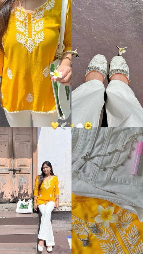 Lifestyle and Productivity: #lifestyle, #productivity, #organization, #goal setting Desi Kurti Style, Yellow Kurti Outfit Ideas, Yellow Kurti With White Plazo, Kurti Look Casual, Yellow Kurti Aesthetic, Desi Kurti Designs, Aesthetic Photo In Kurti, Kurti Aesthetic Pics, Kurti Story Ideas