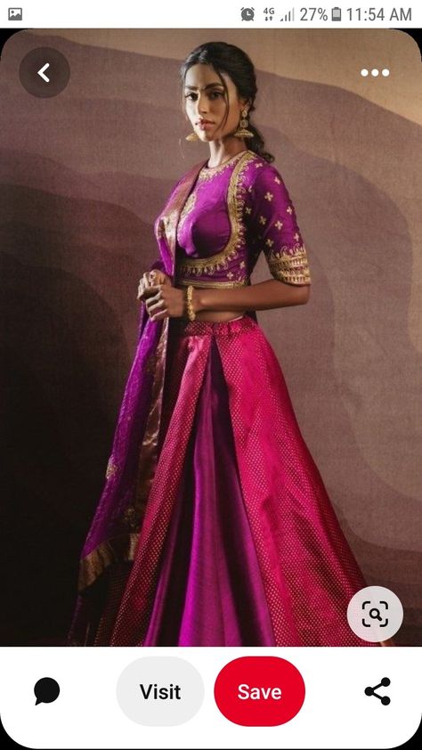 Purple Chaniya Choli, Layered Lehenga, Blouses Pattern, Saree Function, Saree Drape, Long Blouse Designs, Designer Anarkali Dresses, Anarkali Dresses, Lehenga Red