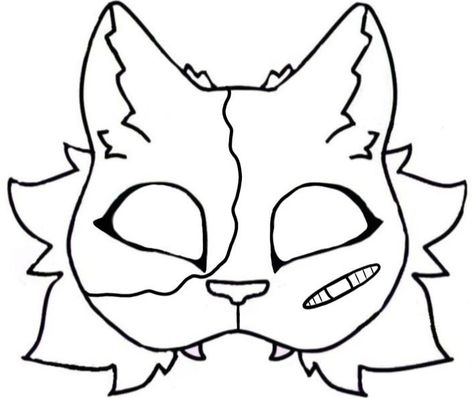 Therian Coloring Pages, Cute Therian Mask, Therian Drawing Base, Therian Mask Drawing, Therian Mask Base Drawing, Therian Art Ideas, Therian Mask Ideas Free To Use Drawing, Cat Mask Design, Therian Mask Base