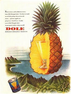 Miguel Covarrubias Dole Ad, 1944 Dole Pineapple Juice, Juice Ad, Growing Pineapple, Dole Pineapple, Pineapple Lovers, Hawaiian Fashion, Lily Painting, River Painting, World Of Wonder