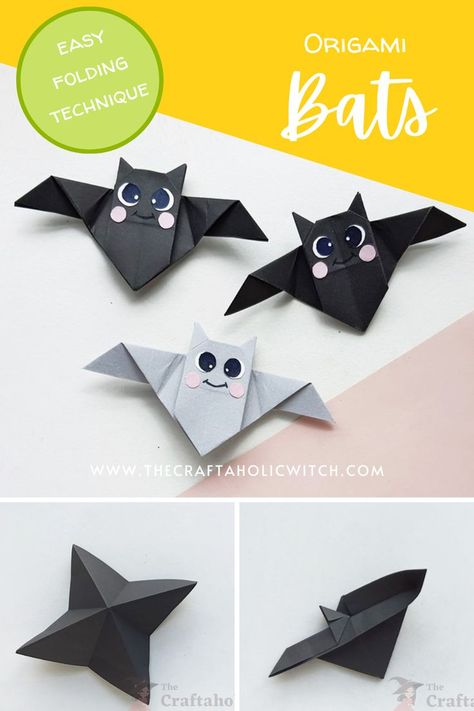 Bookmark Origami Tutorials, Origami Bats, Paper Claws, Origami Bat, Paper Bats, Garland Making, Halloween Origami, Paper Bat, Halloween Infantil