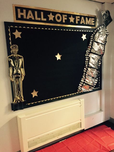 Hall Of Fame Classroom Theme, Award Board Display Ideas, Walk Of Fame Decorations, Hall Of Fame Bulletin Board, Diy Walk Of Fame Stars, Hall Of Fame Decorations, Oscar’s Theme Party, Hall Of Fame Party Ideas, Hall Of Fame Bulletin Board Ideas