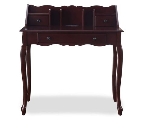 Acme Maral Espresso Brown Writing Desk with USB Port | Big Lots Affordable Dining Room Sets, Wooden Carving, Mesa Exterior, Acme Furniture, Wooden Desk, Small Drawers, Metal Drawers, Office Furniture Desk, Large Drawers