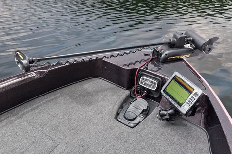 Pedal recess that will accommodate Minn Kota® or MotorGuide® trolling motor pedal     Minn Kota® Terrova® 36V, 101-lb. thrust, 60" (1.52 m) composite shaft, foot-controlled trolling motor w/Universal Sonar 2 Minn Kota, Jon Boat, Trolling Motor, Quick Saves