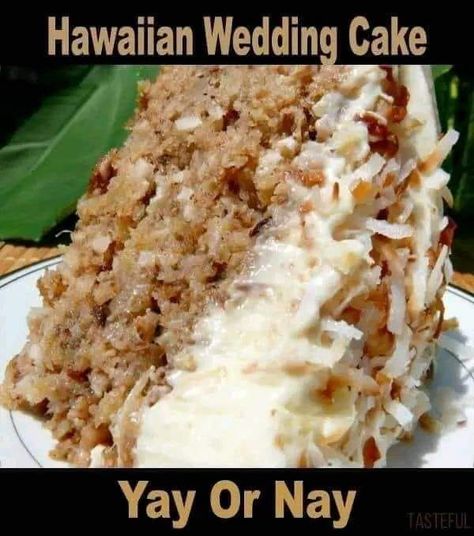 Old Grandma's Family Recipes | **Hawaiian Wedding Cake with Whipped Cream-Cream Cheese Frosting😋👌** Wedding Cake Cream, Hawaiian Wedding Cake, Whipped Cream Cheese Frosting, Cream Cheese Frosting Cake, Recipes With Whipping Cream, Wedding Cake Recipe, Whipped Cream Cheese, Cream Frosting, Hawaiian Wedding