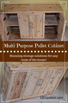 Pallet Pantry, Pallet Cabinets, Pallet Wardrobe, Diy Sideboard, Pallet Cabinet, Entryway Cabinet, 1001 Pallets, Pallet House, Holiday Presents