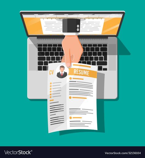 Human Resources Illustration, Resume Illustration, Laptop Vector, Human Resources Management, Computer Shortcut Keys, Resume Icons, Vector Illustration Character, Video Resume, Shortcut Keys