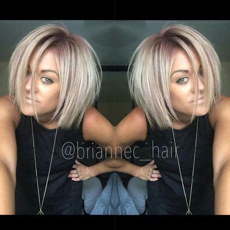 Dusty rose roots Ash Blonde Bob, Modern Haircuts, Haircuts For Fine Hair, Haircut For Thick Hair, Blonde Bobs, Short Blonde Hair, Ash Blonde, Blonde Bob, Blonde Balayage