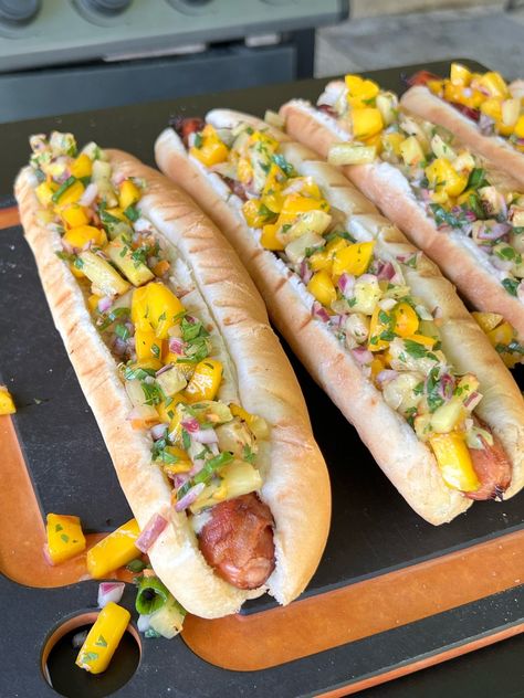 Loaded Hotdogs, Loaded Hot Dogs, Gourmet Hotdogs, Hod Dog, Hot Dog Recipes, Character Board, Aesthetic Shop, Dog Recipes, Sausages