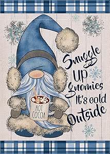 Covido Home Decorative Snuggle Up Gnomies It's Cold Outside Winter Garden Flag, Blue Gnome Yard Outside Decorations, Christmas Snowflakes Farmhouse Outdoor Small Decor Double Sided 12x18 Diamond Art Ideas, Solstice Winter, Trick Pictures, Blue Gnome, Winter Flags, Good Morning Winter, Gnome Art, Old Man Winter, Gnome Pictures