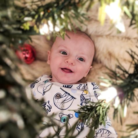 Baby By Christmas Tree Photo, Under The Christmas Tree Photography, Infant Christmas Tree Pictures, Baby Milestone Christmas Pictures, Newborn By Christmas Tree, Baby Pictures In Front Of Christmas Tree, Christmas Tree Baby Photoshoot, 12 Month Old Christmas Photos, Baby Pictures By Christmas Tree