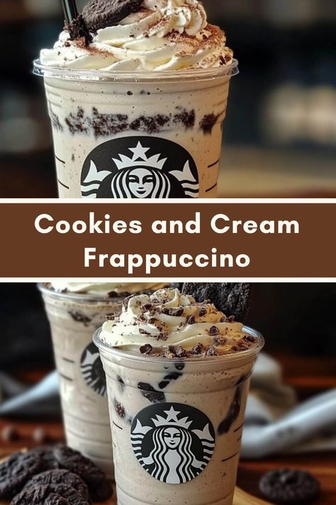 Cookies and Cream Frappuccino Cookies And Cream Milkshake Recipe, Cookies And Cream Starbucks Drink, Whipped Koolaid, Cookies And Cream Frappe, Cookies And Cream Frappuccino, Frappe Drinks, Chia Tea Recipe, Chia Tea, Flavored Coffee Recipes