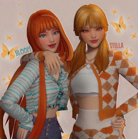 Bloom and Stella WINX THE SIMS 4 by shinybacon Club Sims 4, Bloom And Stella, Los Sims 4 Mods, Stella Winx, Sims 4 Anime, Pelo Sims, Tumblr Sims 4, Bloom Winx Club, 4 Characters