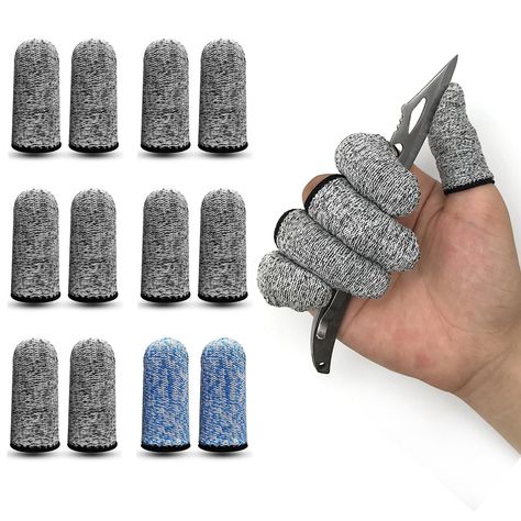 12 PCS Cut Resistant Finger Cots Protector Finger Sleeve Protectors Reusable Finger Covers Finger Protection Cots for Kitchen, Work, Sculpture, Anti-Slip, Reusable Sleeve Protectors, Fsa Eligible Items, Finger Sleeve, Finger Cots, Finger Protector, Copper Diy, Finger Guard, Copper Pipe, Gaming Accessories