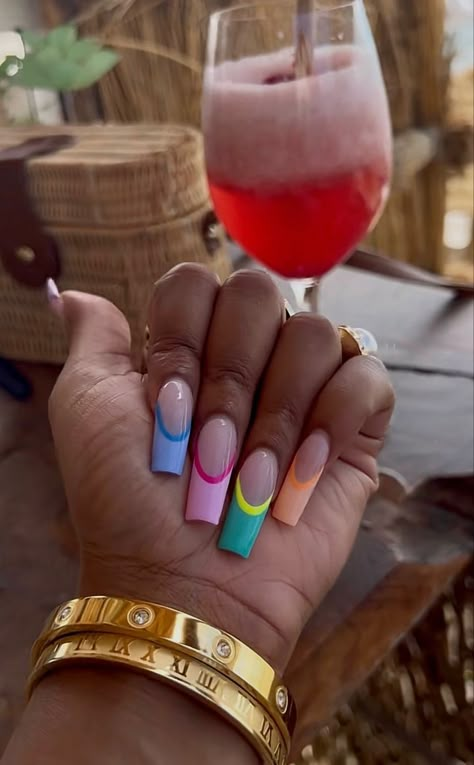 Summer Nail Ideas 2023, Cute Summer Nail Ideas, Jamaica Nails, Island Nails, 90s Nails, Acrylic Nails Almond Shape, Cruise Nails, Florida Nails, Beachy Nails