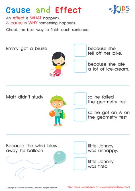 Cause And Effect Examples, Cause And Effect Worksheet, Worksheet Grade 1, Cause And Effect Worksheets, Cause And Effect Activities, Basic English Sentences, 1 Worksheet, Critical Reading, Speech Language Activities