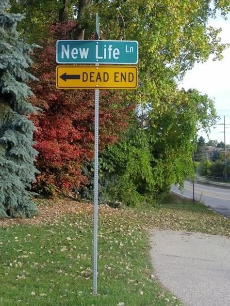 You can't go backwards, only forwards -- continue on with your new life and the adventures along with your new home | On the Road Funny Street Signs, Funny Sign Fails, Funny Road Signs, Oh The Irony, Vampire Aesthetic, Funny Asf, Street Names, Street Sign, Road Signs