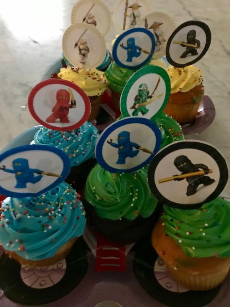 Ninjago Cupcakes, Lego Ninjago Cupcakes, Lego Ninjago Cake Topper, Ninjago Cupcake Toppers, Easy Ninjago Birthday Cake, Lego Ninjago Lloyd Cake, Ningajo Cake Lego, Ninjago Cakes, Lego Ninjago Birthday