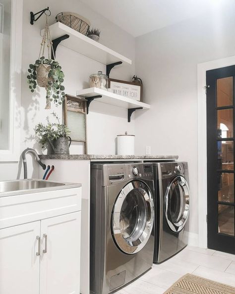 Storage Ideas Laundry Room, Shelving Laundry Room, Build Laundry Room, Laundry Room Shelving Ideas, Room Shelving Ideas, Laundry Room With Sink, Wallpaper Laundry Room, Cabinets Laundry Room, Laundry Room Cabinet Ideas