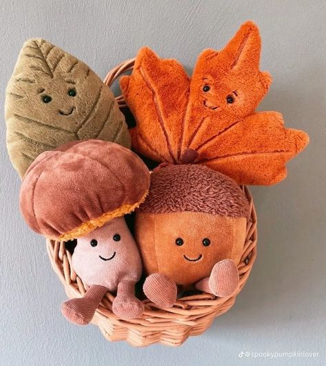 Acorn Jellycat, Fall Stuffed Animals, Autumn Jellycat, Fall Jellycat, Fall Plushies, Halloween Jellycat, Beech Leaf, Jellycat Stuffed Animals, Jelly Cat