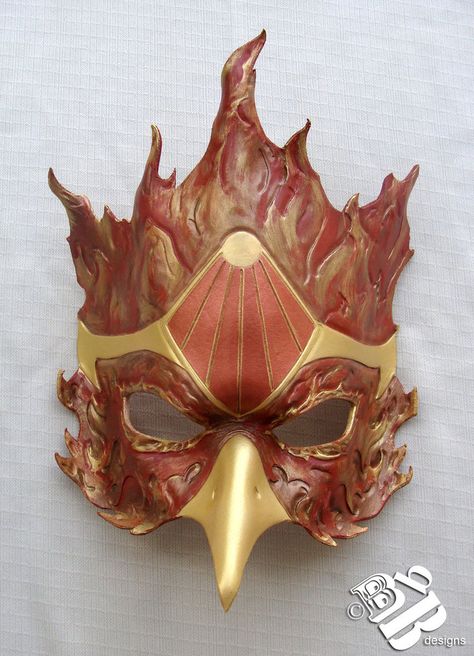 leather masks | Fire Phoenix Leather Mask by ~senorwong on deviantART The Seven Archons, Phoenix Mask, Mythical Birds, Creation Myth, Bird Masks, Tattoo Photography, Mask Masquerade, Leather Mask, Carnival Masks