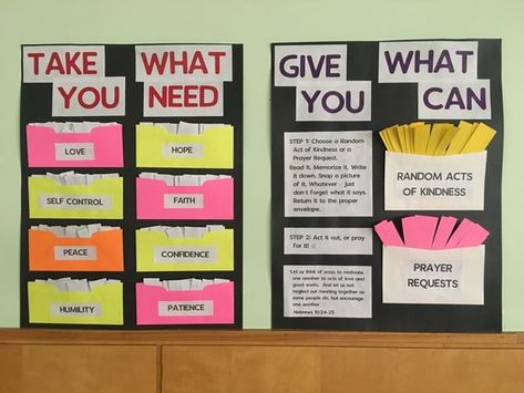 5+ Fantastic Take What You Need Give What You Can Bulletin Board Ideas Take What You Need Board, Easter Bulletin Boards, Work Bulletin Boards, Ra Bulletin Boards, Church Bulletin Boards, Take What You Need, Bulletin Board Ideas, Church Bulletin, Easter Hairstyles For Kids