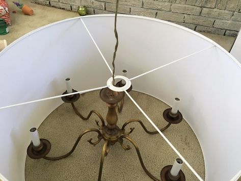 Revamp Old Chandelier, Diy Drum Shade Chandelier, Diy Drum Chandelier, Painting Chandeliers Chandelier Makeover, Chandelier Diy Makeover, Wireless Chandelier Diy, Updating A Chandelier, Chandelier Shades Makeover, Diy Chandelier Shades