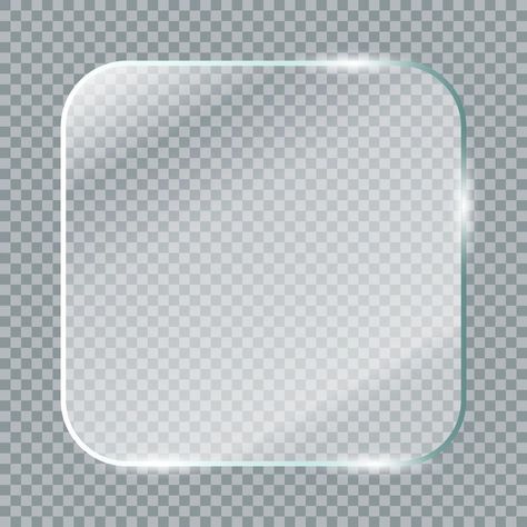 Transparent glass plates set. Realistic transparent glass window in rectangle rounded frame. Vector illustration 3d Rectangle, Wedding Photography Tips, Logo Banners, Cityscape Photos, Glass Frames, Round Frame, Heart With Arrow, Background Banner, Glass Plates