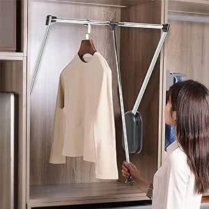 usego Pull Down Closet Rod Chrome Heavy Duty Adjustable 35-46.7 Closet Pull Down Rods Hanger for Hanging Clothes Wardrobe Lift Rail Organizer Storage System Side Mounted Expanding Tubing Pull Down Closet Rod, Pull Down Closet, Wardrobe Rail, Rails Clothing, Closet Bar, Hanging Clothes Racks, Clothes Rod, Hanging Closet, Closet Rod