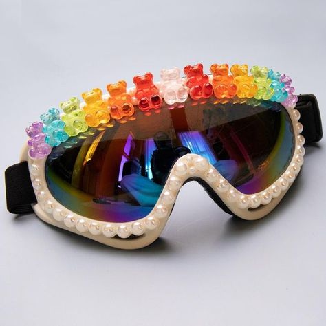 VIDAKUSH on Instagram: "y’all asked for it so here they are ❤️ originally made as a custom for burning man for @mstr_of_disguise the Gummy Bear Goggles are online now!" Blossom Costumes, Groove Cruise, Rave Glasses, Neon Rave, Rave Fits, Rave Babe, Festival Attire, Festival Outfits Rave, Burning Man Fashion