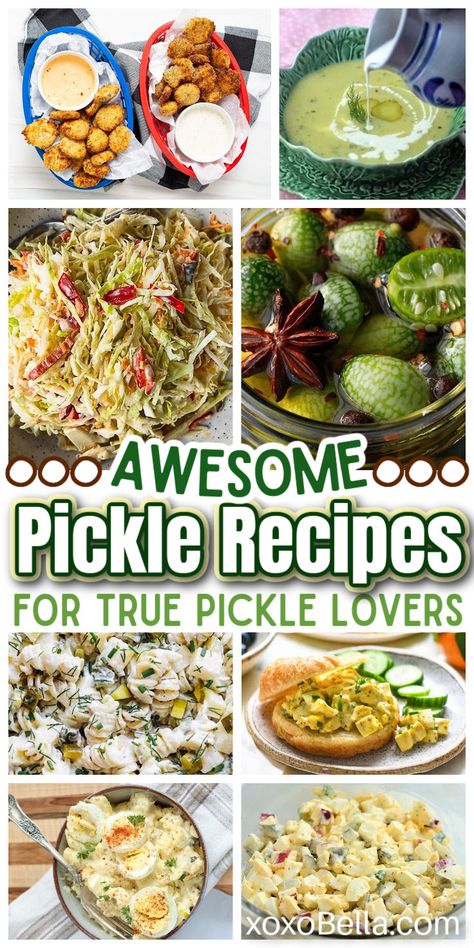 Pickle recipes What To Make With Pickles, Things To Do With Pickles, Things To Make With Pickles, Recipes Using Pickles, Pickle Recipes Side Dishes, Pickle Themed Party, Pickle Recipes Dill, Recipes With Pickles, Pickle Ideas