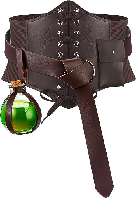 Costume Viking, Medieval Cosplay, Leather Corset Belt, Medieval Belt, Halloween Fest, Viking Men, Halloween Costume Accessories, Waist Pouch, Potion Bottle