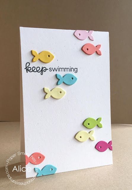 3.16 Paper Smooches Cards, Fish Cards Handmade, Uplifting Cards, Candy Puns, Fish Cards, Greeting Cards Handmade Birthday, Fish Card, 3x3 Cards, Fishing Cards