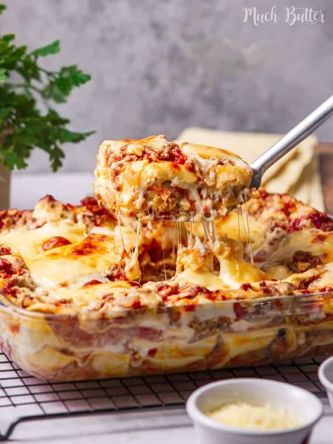 Classic Lasagna with Bechamel Sauce - Much Butter Ravioli With Bechamel Sauce, Best Lasagna Recipe With Bechamel, Lasagna Recipe Bechamel White Sauce, Best Lasagna Sauce, Lasagna With Bachemelle Sauce, Lasagna With Bechamel Sauce Giada, Beschemell Sauce For Lasagna, Classic Lasagna With Bechamel, Lasagne With Bechamel Sauce