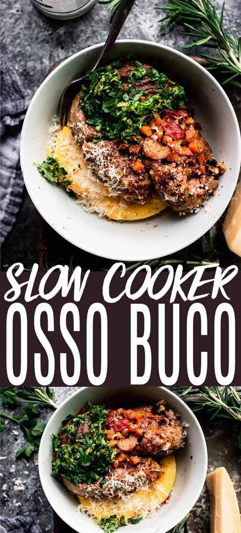 Beef In Crockpot Recipes Slow Cooker, Slow Cooker Osso Bucco Crock Pot, Osso Bucco Recipe Crockpot, Crock Pot Osso Bucco, Pork Osso Bucco Recipe Slow Cooker, Easy Osso Bucco Recipe, Slow Cooker Osso Bucco Recipe, Slow Cooker Polenta, Crockpot Osso Bucco