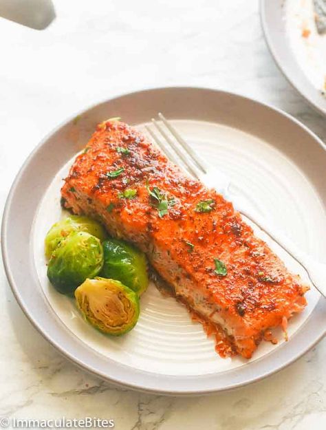 Oven Baked Salmon - Immaculate Bites Jerk Chicken Rice, Salmon Oven, Baked Swordfish, Chicken Bakes, Friday Recipes, Bake Salmon, Salmon Recipes Oven, Norwegian Salmon, Seasoned Salmon