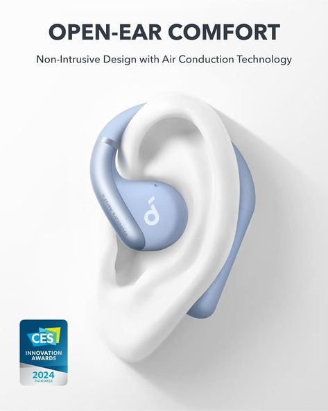 Amazon.com: Soundcore by Anker, AeroFit Open-Ear Headphones, Ultra Comfort, Snug Fit, Ergonomic Ear Hook, Balanced Sound, IPX7 Waterproof, 42H Playtime, Bluetooth 5.3, App Control, Clear Calls, Wireless Earbuds : Electronics School Finds, Headphone Design, Small Ears, Head Phone, Public Transit, Earbuds Case, Computer Camera, System Design, Ear Buds